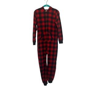 Wondershop Buffalo Plaid Red and Black One Piece Pajamas Size 12